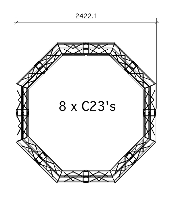 135-degree angled truss junction with down leg
