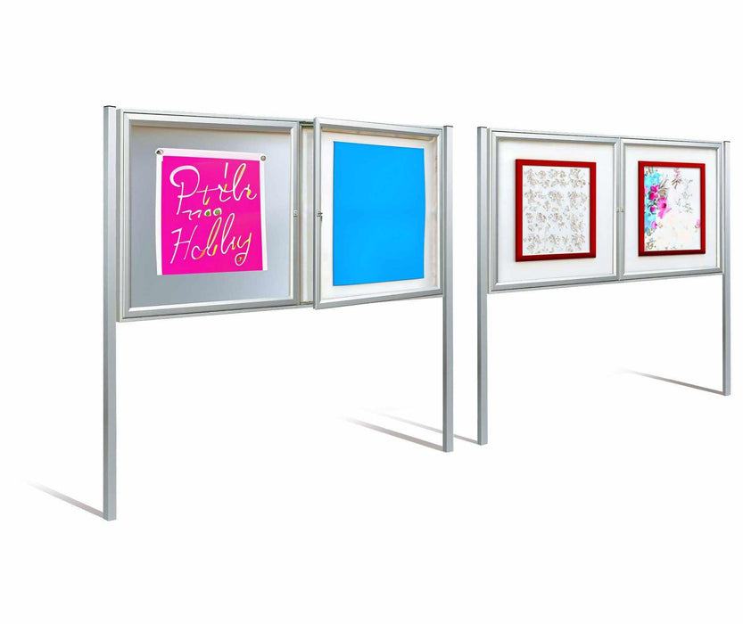Silver notice boards square frames and posts