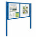 Blue double door exterior notice board and posts