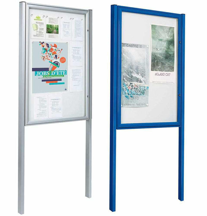 Blue and silver portrait notice boards