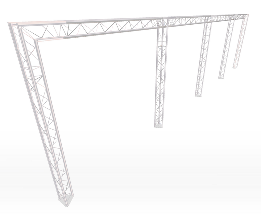 Modularer Fachwerkständer im Bogenstil, 10 m breit | 3M hoch | Mit zusätzlichen Beinen (X3)