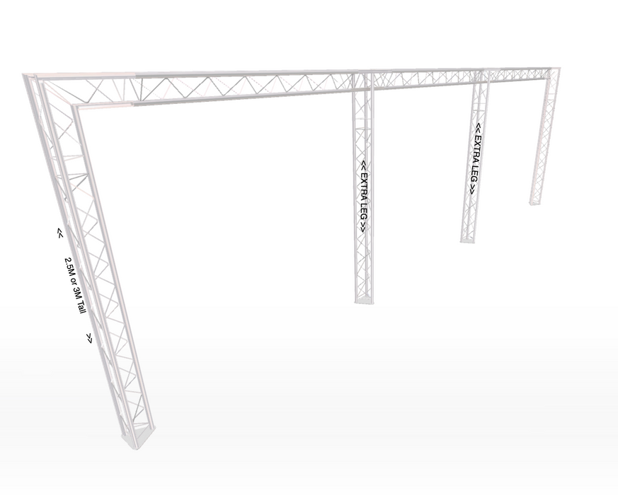 Support modulaire en treillis de style arc de 8 m de large | 2,5 M de haut | Avec pieds supplémentaires (X2)