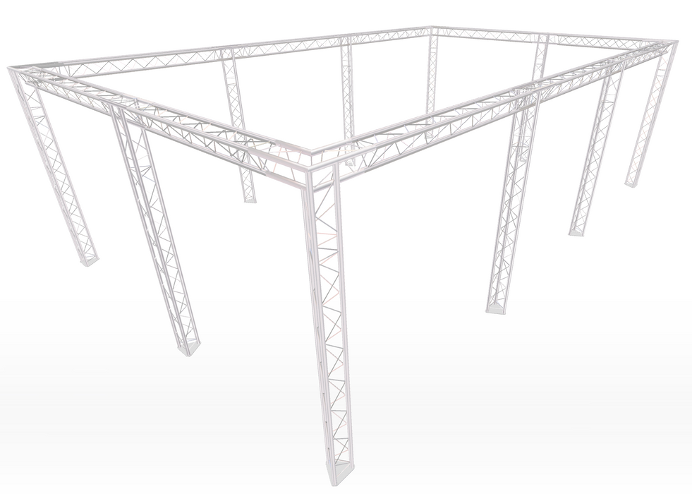 Support en treillis modulaire de style périmètre complet 2M de large X 8M de profondeur | 2,5 M de haut | Avec pieds supplémentaires (X4)
