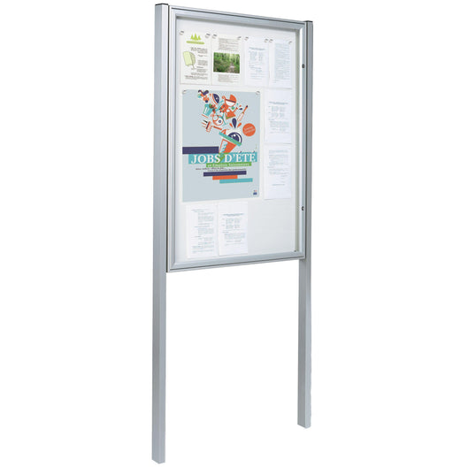 Anodised notice board on posts