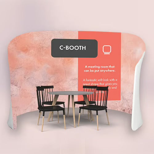 Gebogener Meeting-Pod aus Stretchstoff (einschließlich gedruckter Grafik)