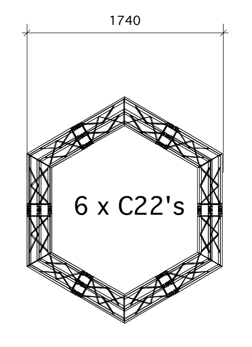 Jonction trio 120 degrés avec pied S35T22SP