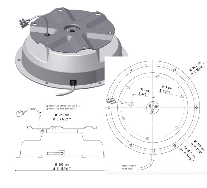 Dimensions guide display turntable TTC500CCW