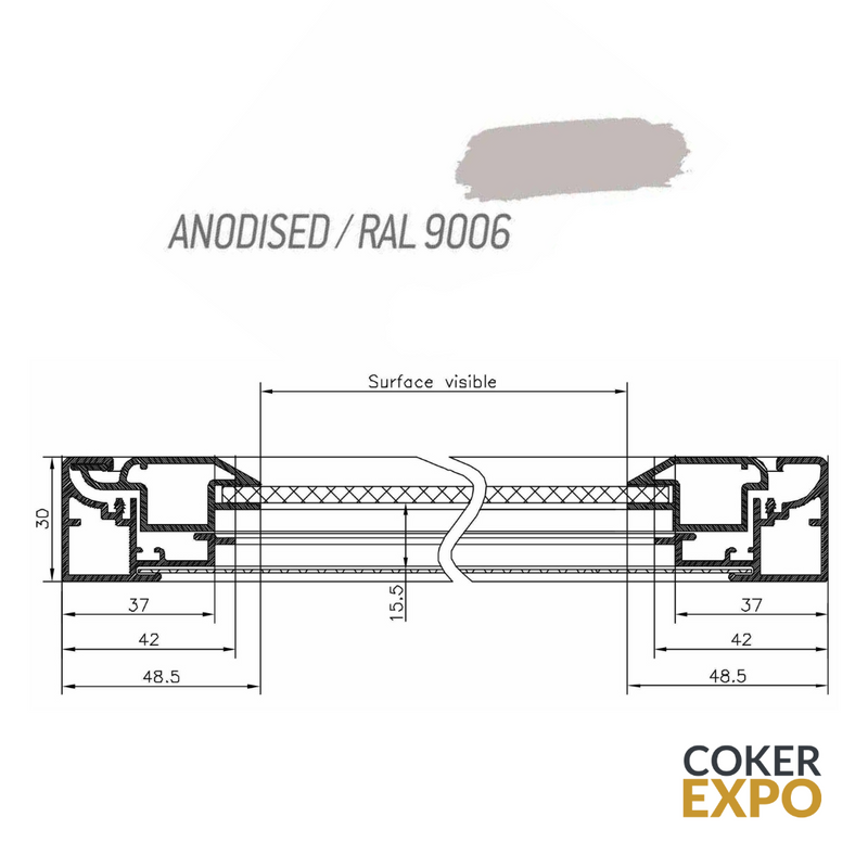 Pinnwand – 30 mm tief (außen/innen), silber eloxiert