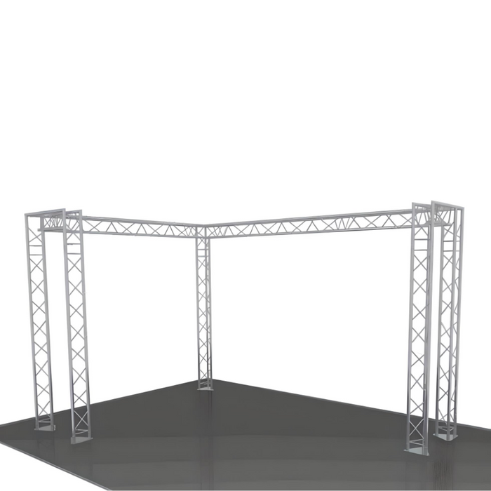 This truss structure has 4m x 3m x 2m high dimensions and is crafted to fit a 4m x 3m floor area perfectly.