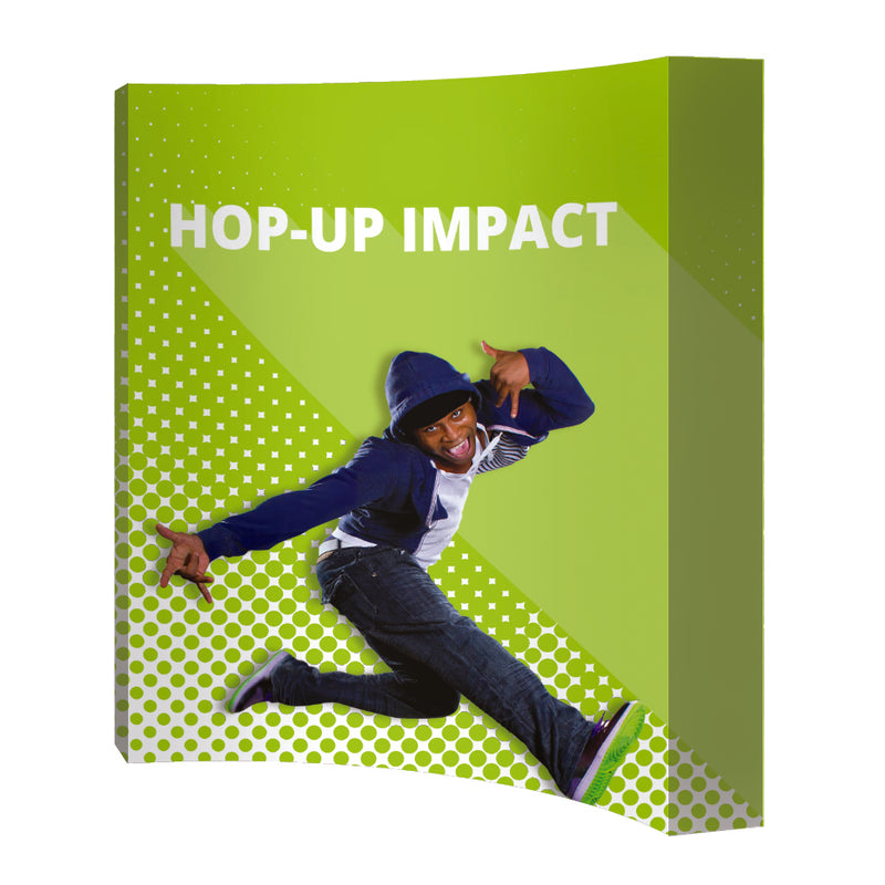 Curved Hop-Up Fabric Display with Fixed Graphics