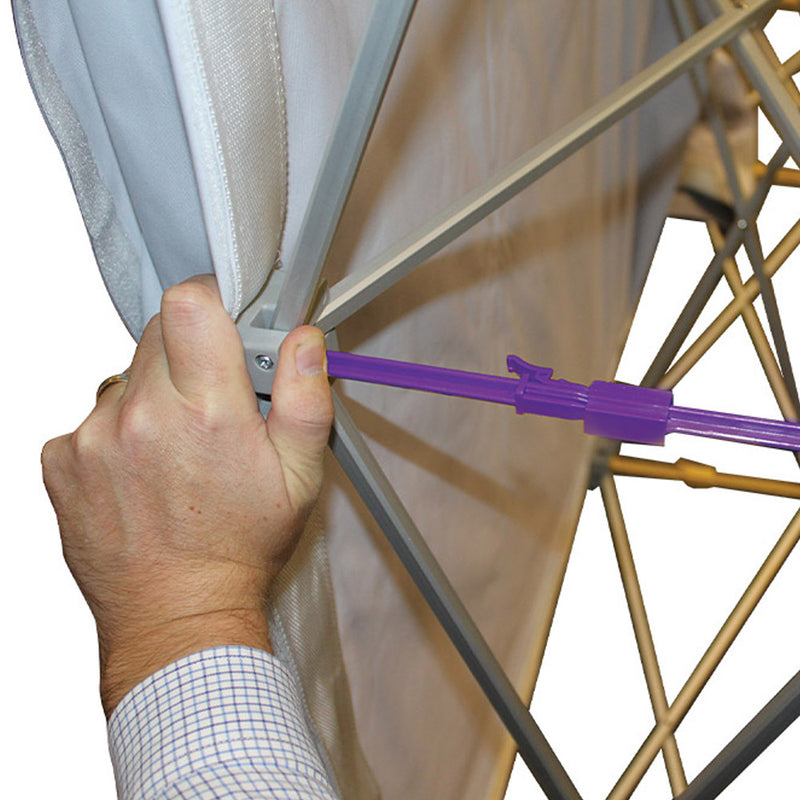 Curved Hop-Up Fabric Display with Fixed Graphics