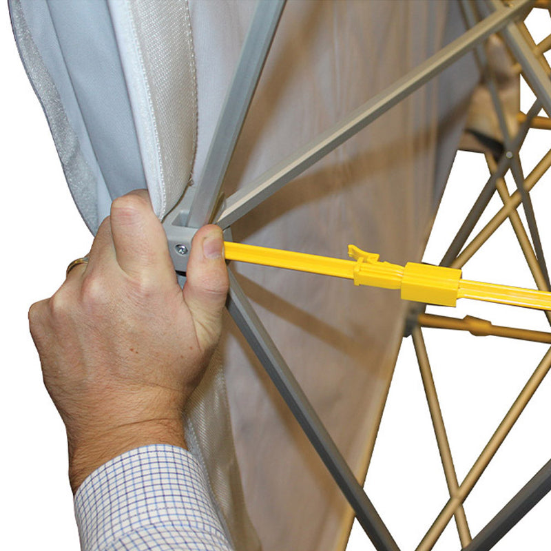 Straight Hop-Up fabric stand with front graphic