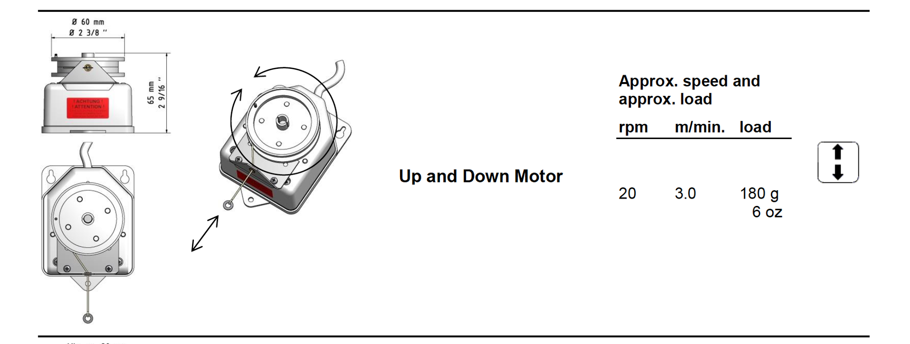 Mains-Powered Up-and-Down Display Motor (CMSR010) 0.1kg Load Capacity