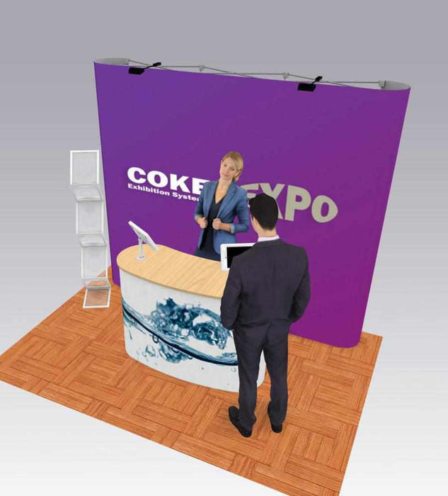 A 3x3 pop up display stand as an exhibition layout
