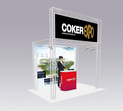 Lighting truss exhibition stand square with top banner