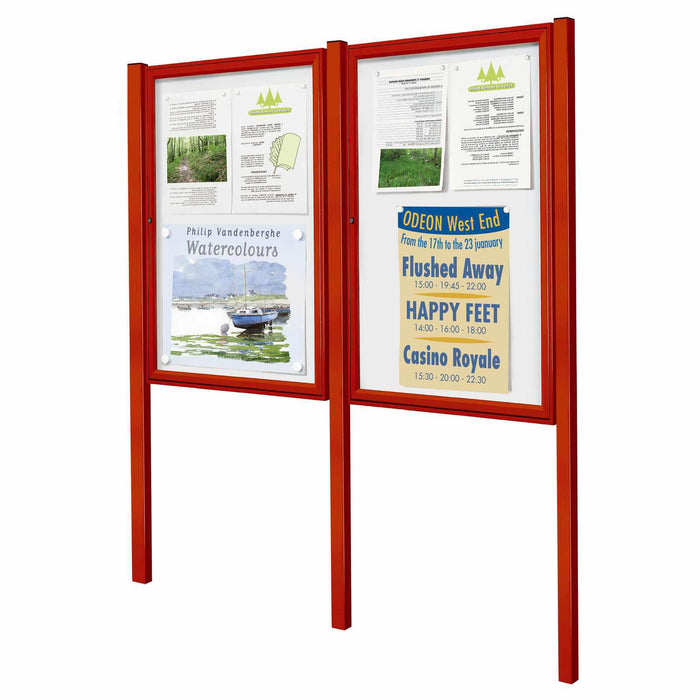 Side by side notice cases with posts