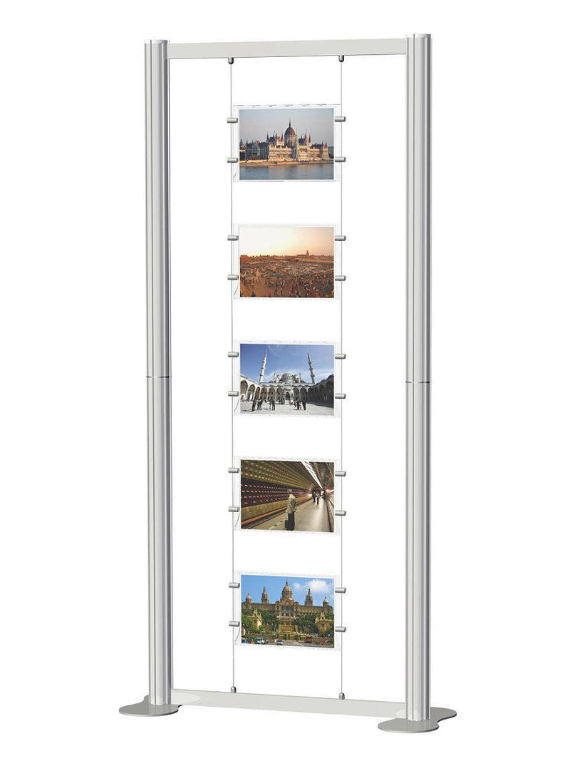 Freestanding cable display stand with A4 landscape acrylics