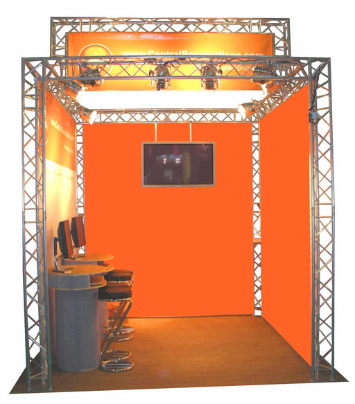 Small exhibition lighting truss system with printed screens