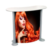 Centro exhibition counter with branded front display panel