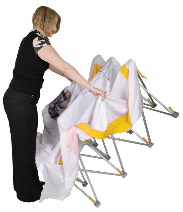 Fabric Hop up display stand set up