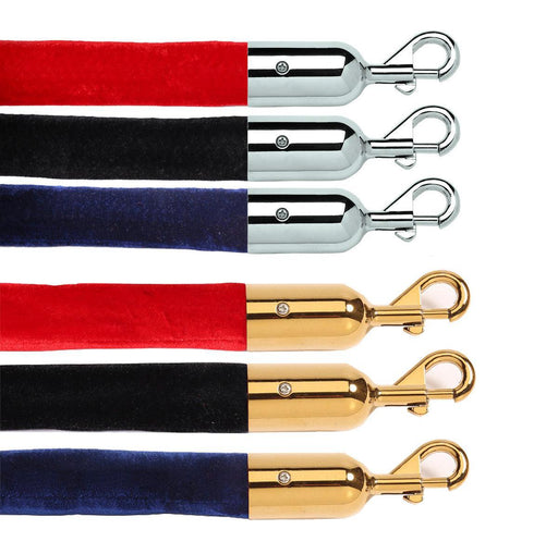 Crowd control ropes with brass and chrome hooks