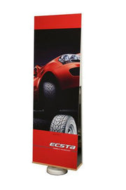 Rotating display stand with graphics panels