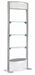 Portable display show case with empty shelves shown.